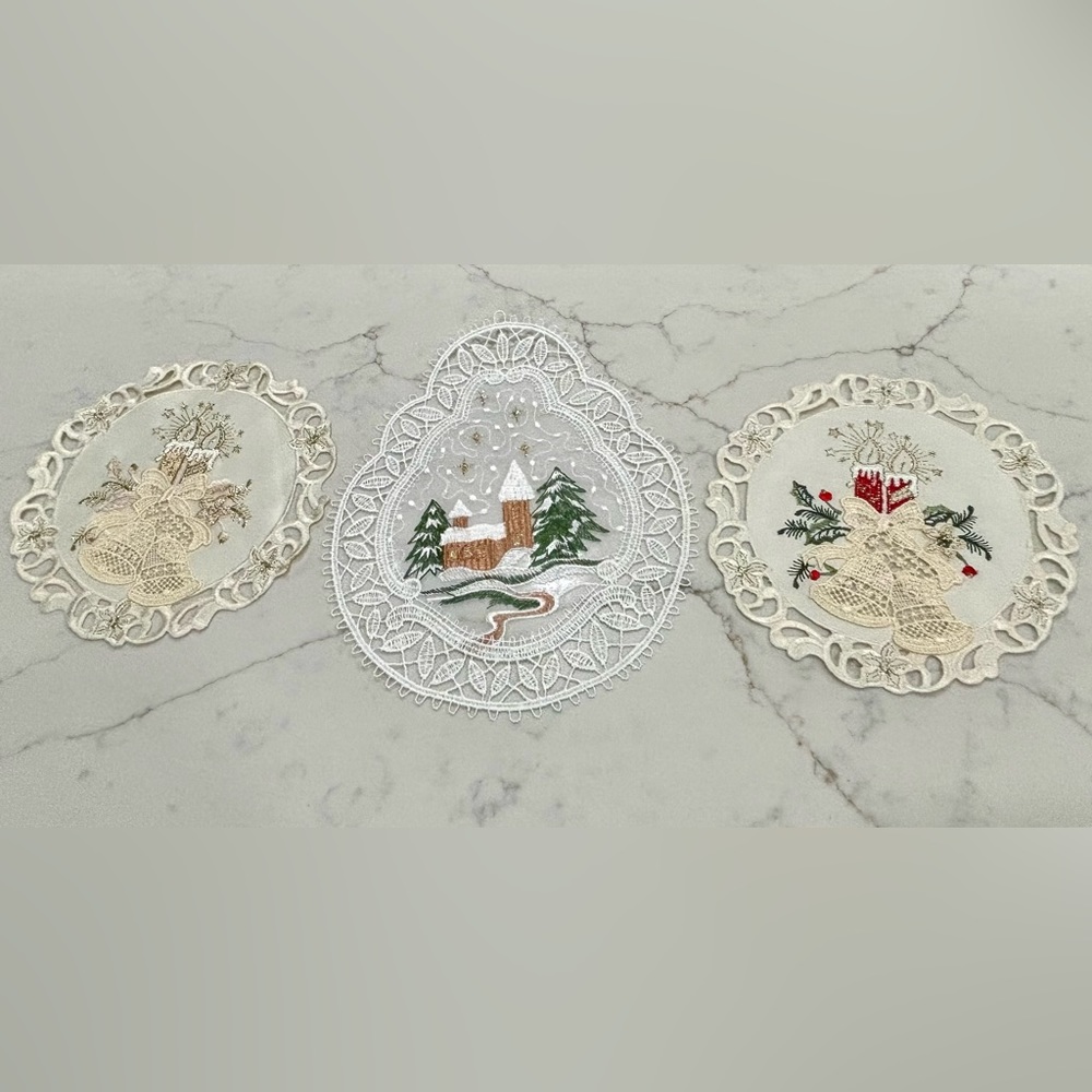 Holiday Stitched Doilies
